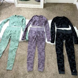 *SOLD* BUNDLE OF 3 SETS OF CAMO GYMSHARK ALL SIZE MEDIUM